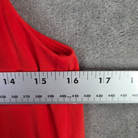 Womens Michael Kors Red Sleeveless Gold Chain Strap Tank Top Polyester Stretch S - Picture 6 of 8